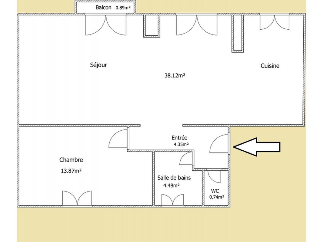 Vente appartement 2 pièces 61,56 m2