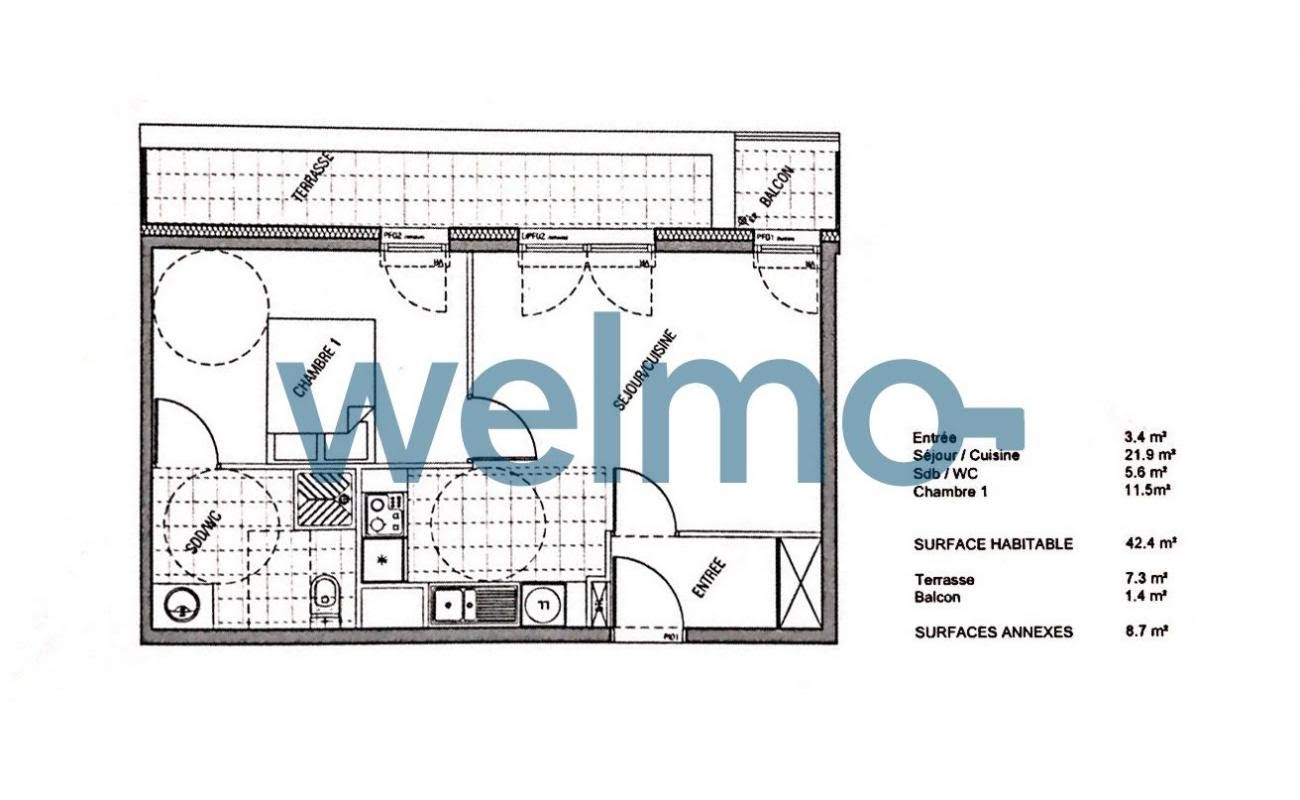 Vente appartement 2 pièces 45 m2