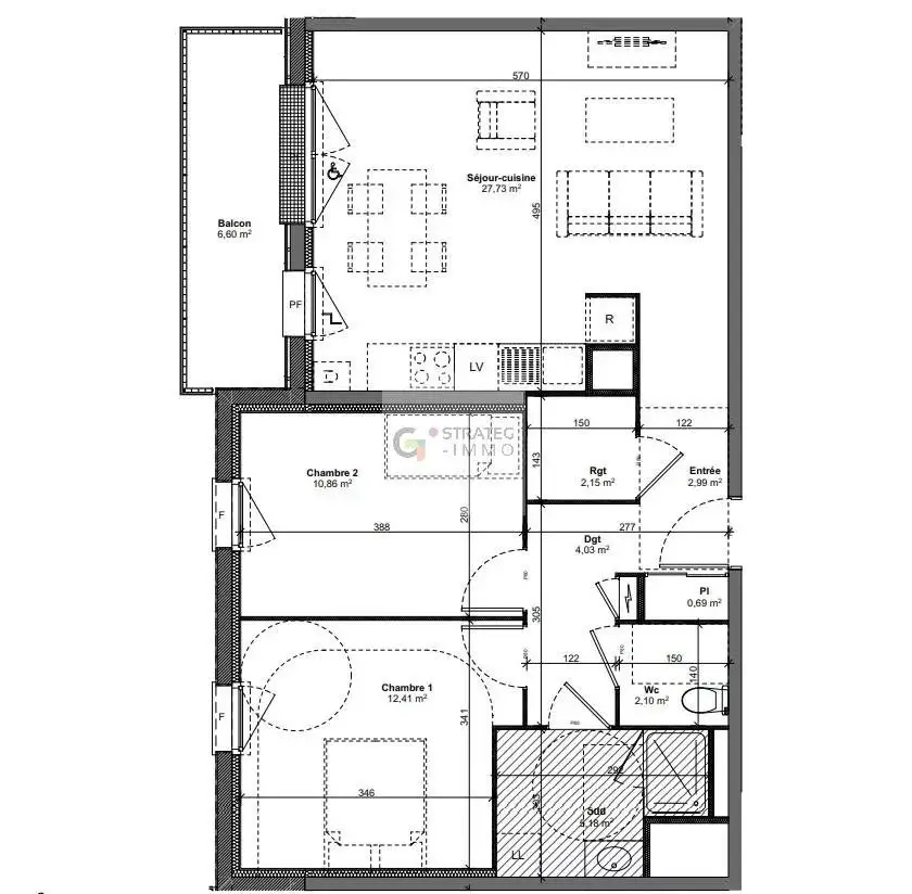 Vente appartement 3 pièces 68,14 m2