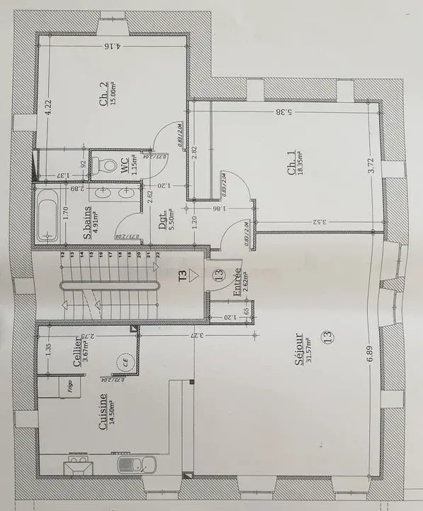 Vente appartement 3 pièces 97 m2