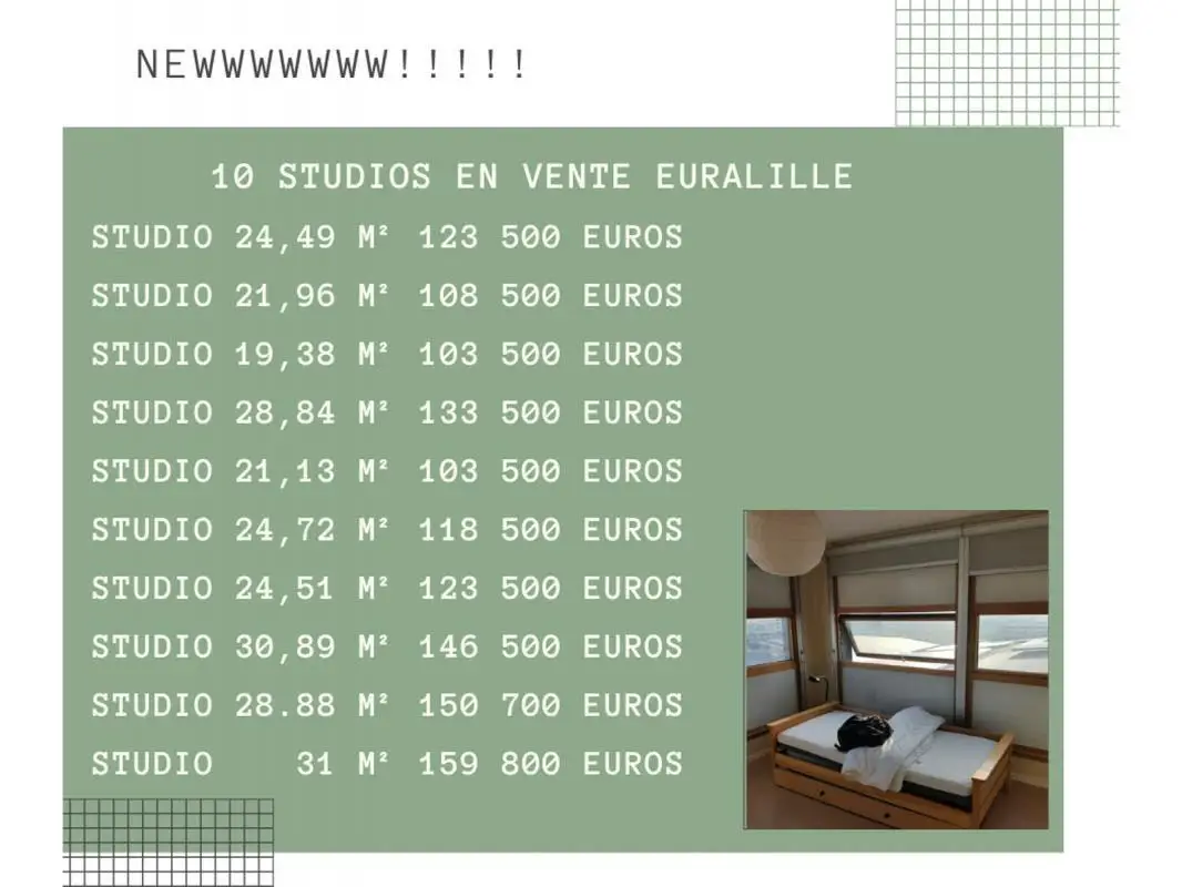 Vente studio 24,72 m2