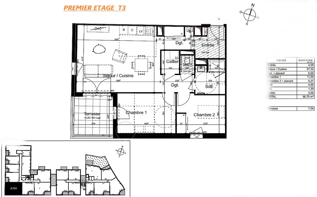 Vente appartement 3 pièces 66,79 m2