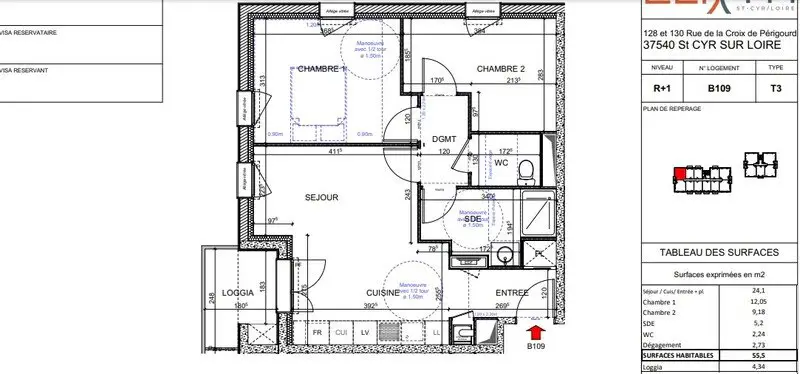 Vente appartement 3 pièces 56 m2