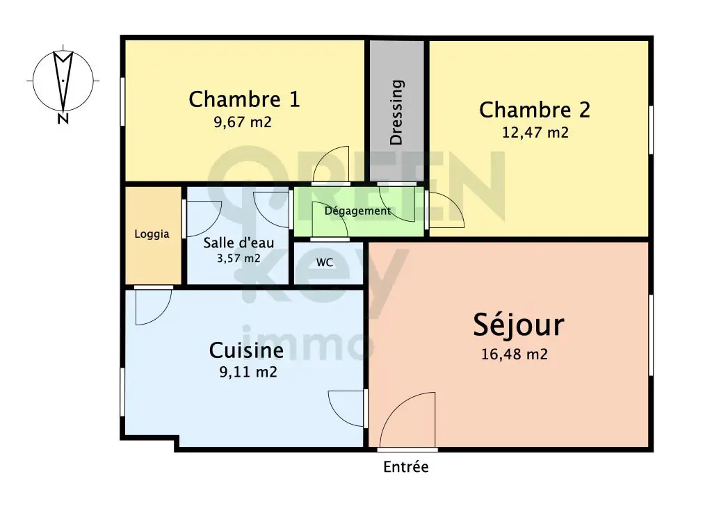 Vente appartement 3 pièces 56,24 m2
