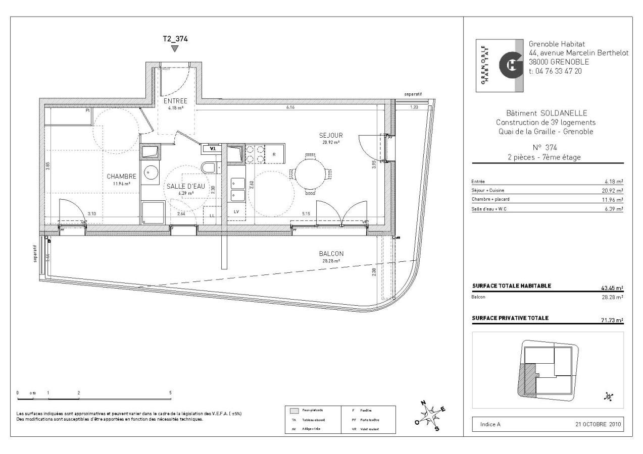 Location appartement 2 pièces 43 m2