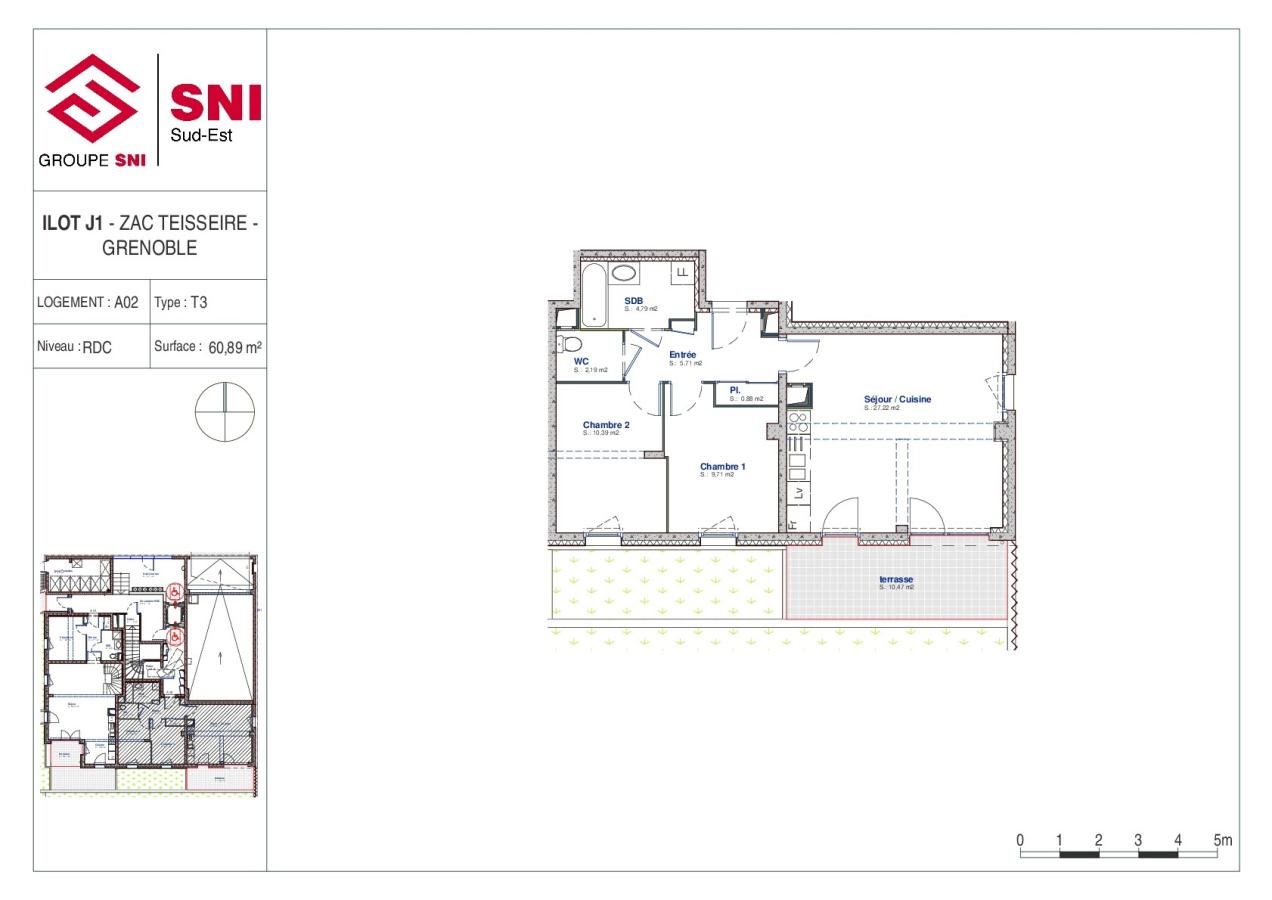 Location appartement 3 pièces 61 m2