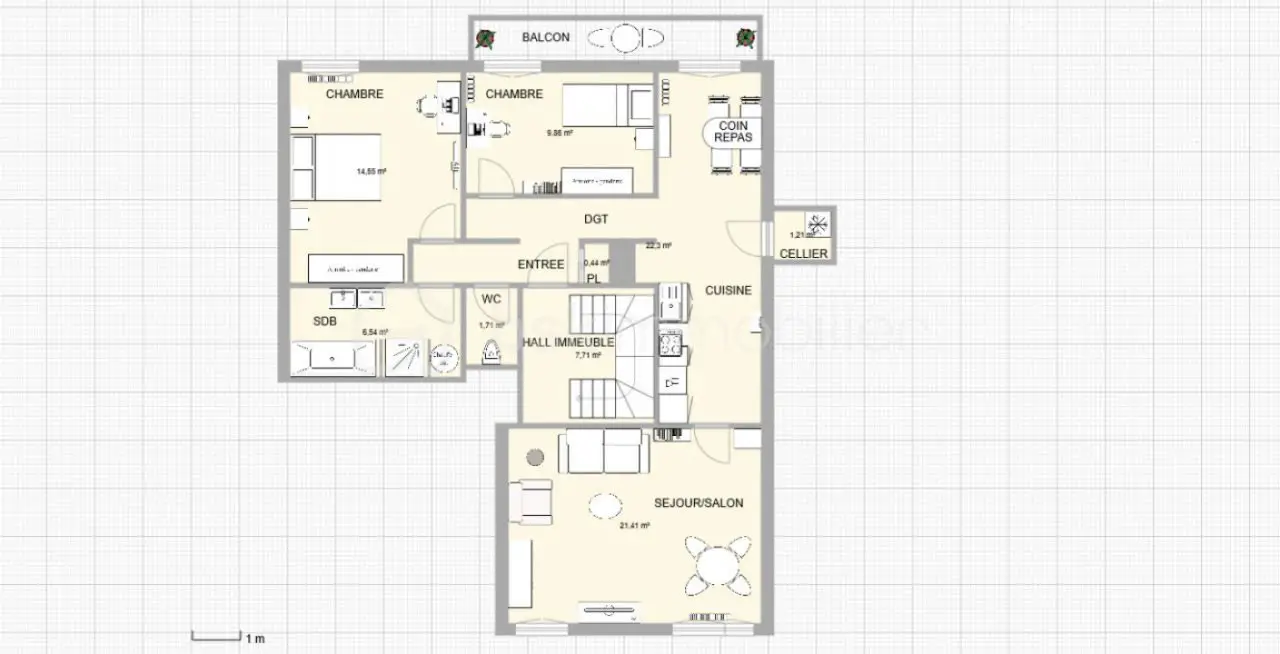 Vente appartement 3 pièces 77 m2