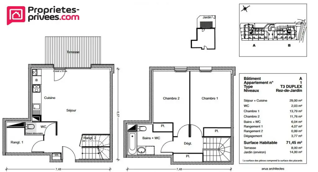 Vente appartement 3 pièces 71,45 m2