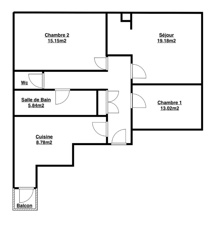 Vente appartement 3 pièces 73,4 m2