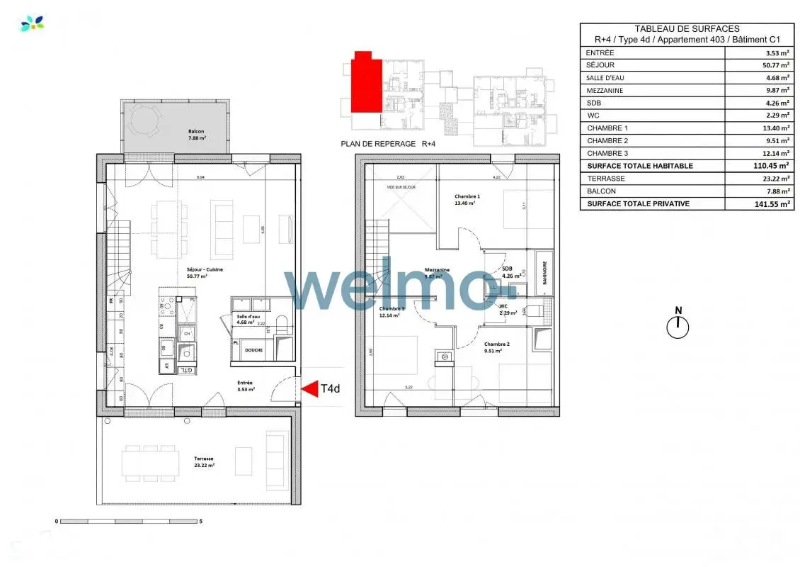 Vente appartement 4 pièces 110 m2