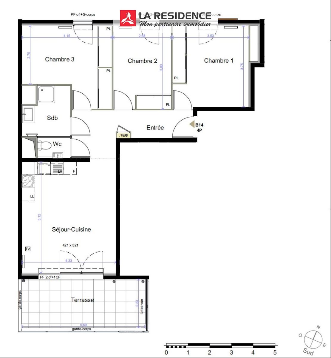 Vente appartement 4 pièces 74 m2