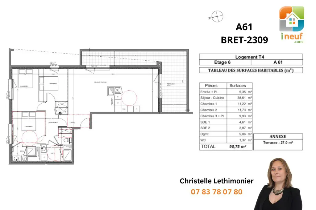 Vente appartement 4 pièces 90,75 m2