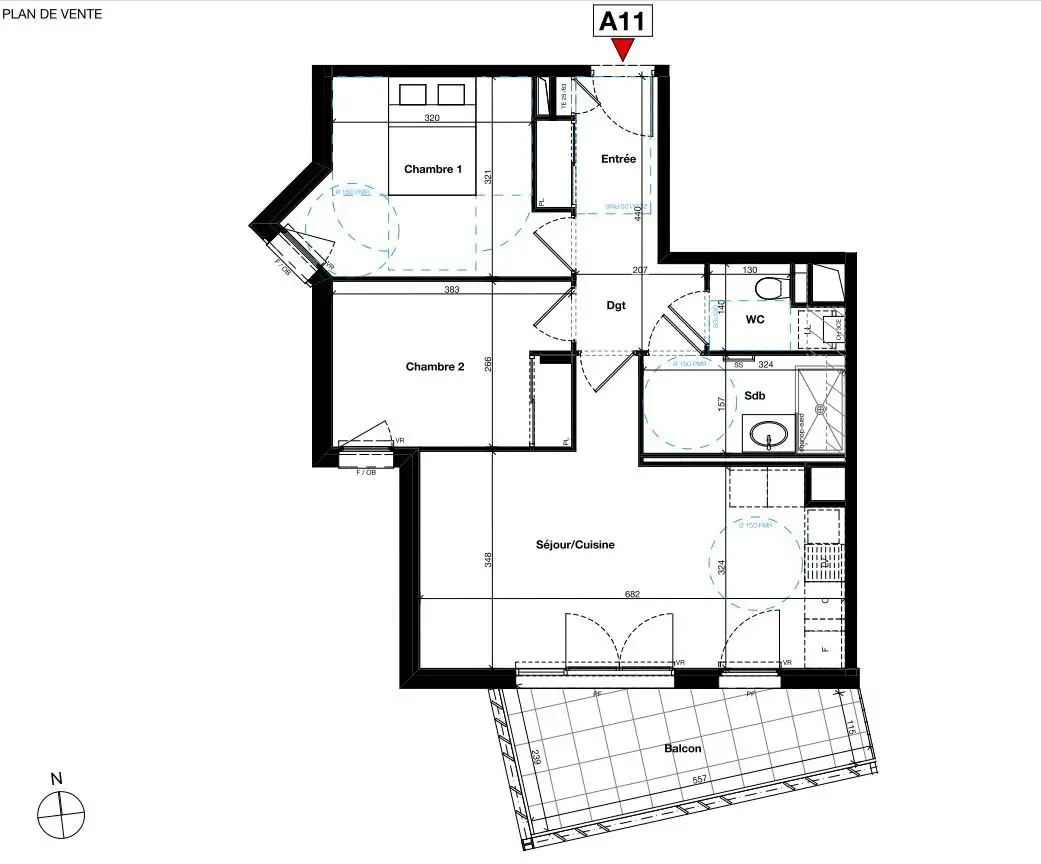 Vente appartement 3 pièces 61,05 m2
