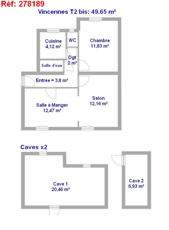 Vente appartement 2 pièces 49,65 m2