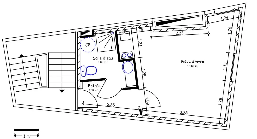 Location studio 21,83 m2