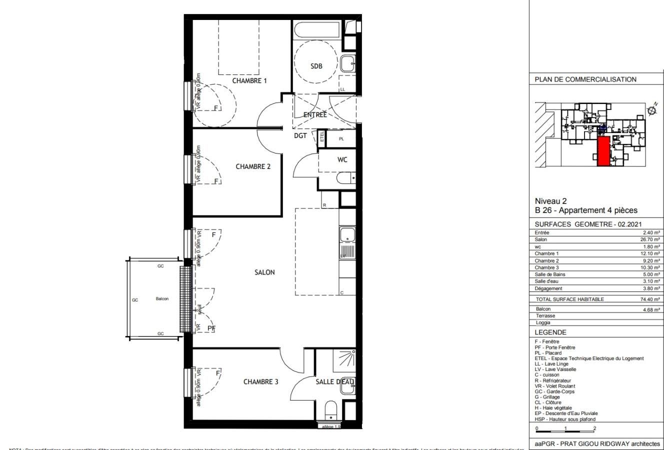 Location appartement 4 pièces 76 m2