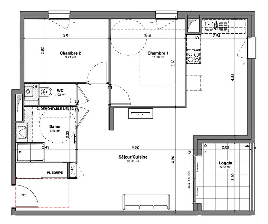 Vente appartement 3 pièces 65,82 m2