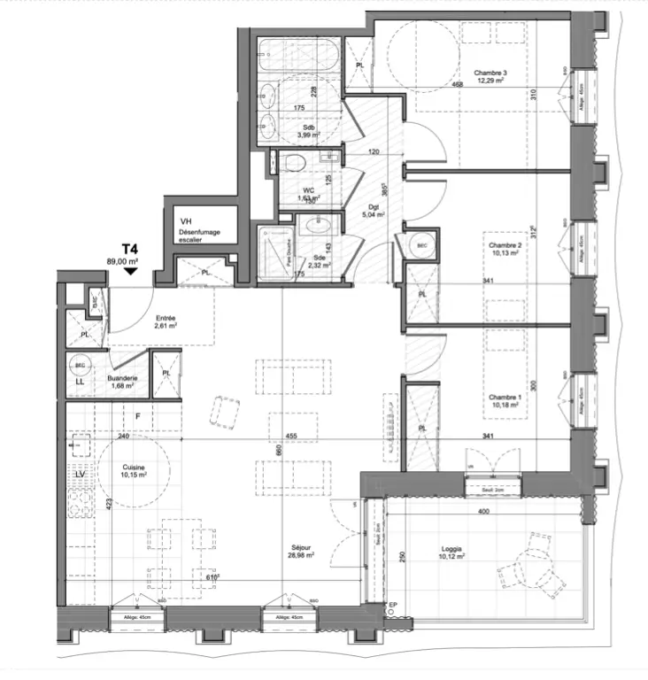 Vente appartement 3 pièces 89 m2