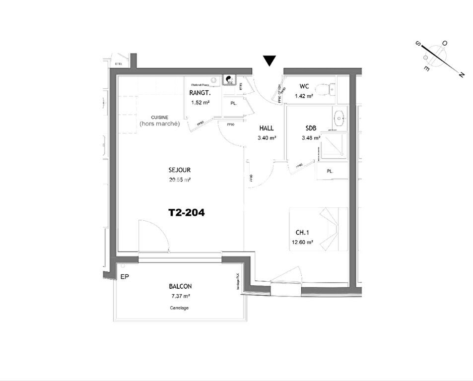 Vente appartement 2 pièces 42,97 m2