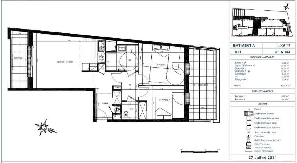 Vente appartement 3 pièces 65,52 m2