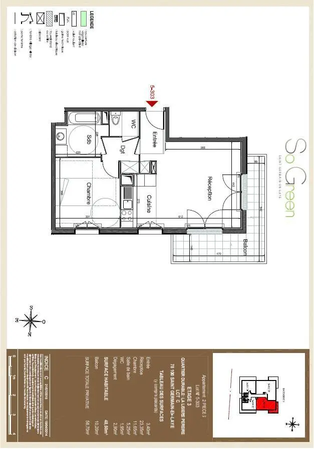 Location appartement 2 pièces 48,5 m2