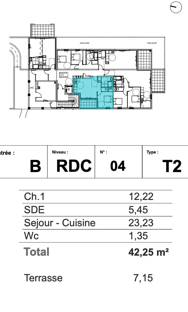 Vente appartement 2 pièces 42,25 m2