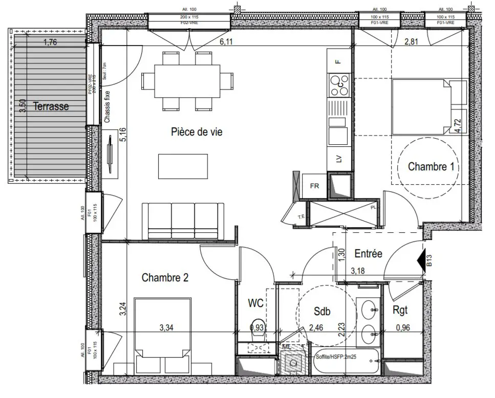 Vente appartement 3 pièces 68,3 m2