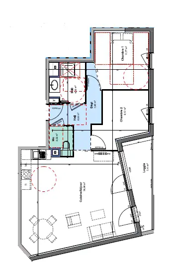 Location appartement 3 pièces 69,58 m2