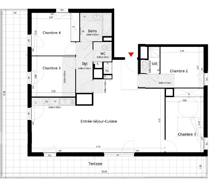 Location appartement 5 pièces 105,89 m2