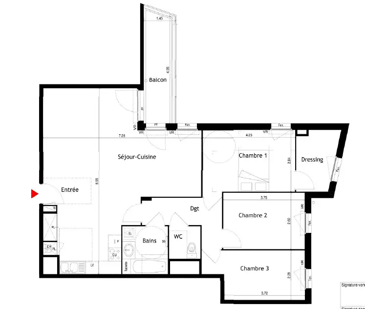 Location appartement 4 pièces 92,68 m2