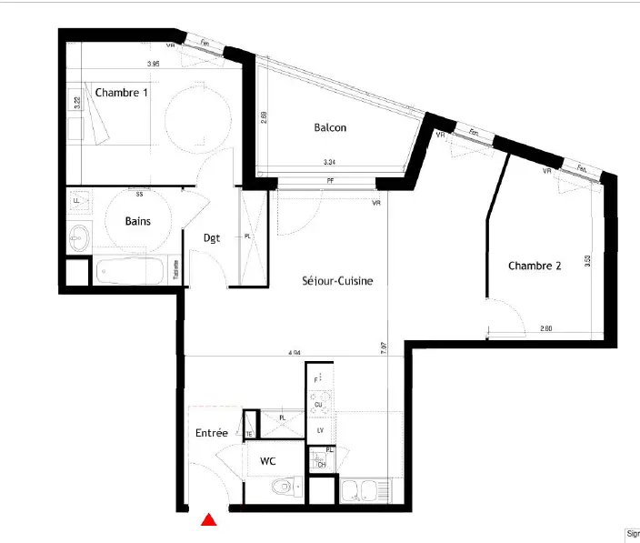 Location appartement 3 pièces 69,52 m2