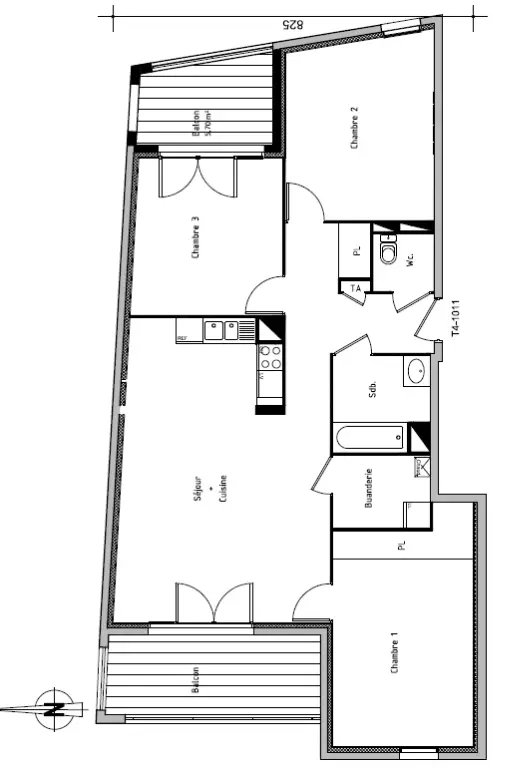Location appartement 4 pièces 90,27 m2