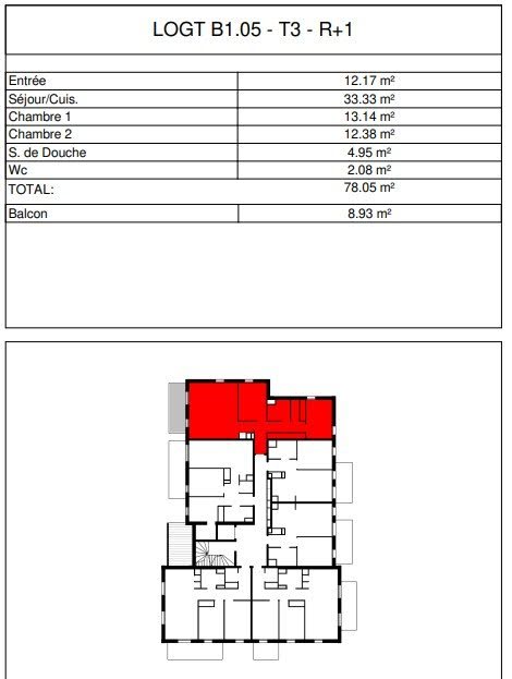 Vente appartement 3 pièces 78,05 m2