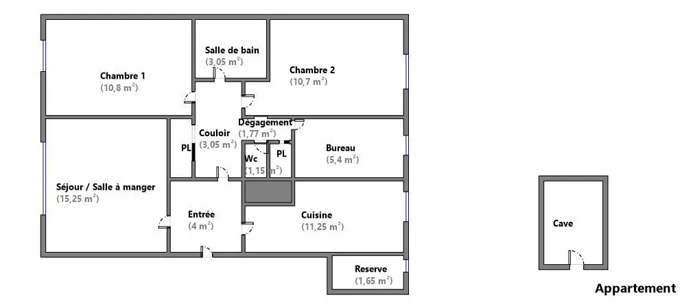 Vente appartement 3 pièces 69,26 m2