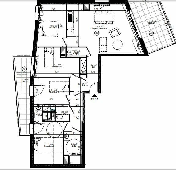 Vente appartement 5 pièces 93,4 m2