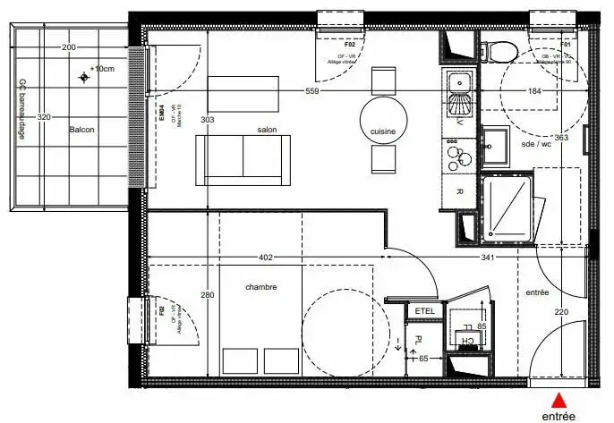 Vente appartement 2 pièces 41,8 m2