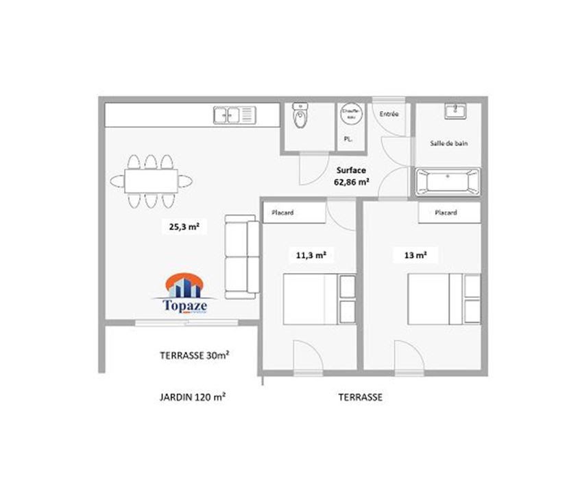Vente appartement 3 pièces 62,86 m2