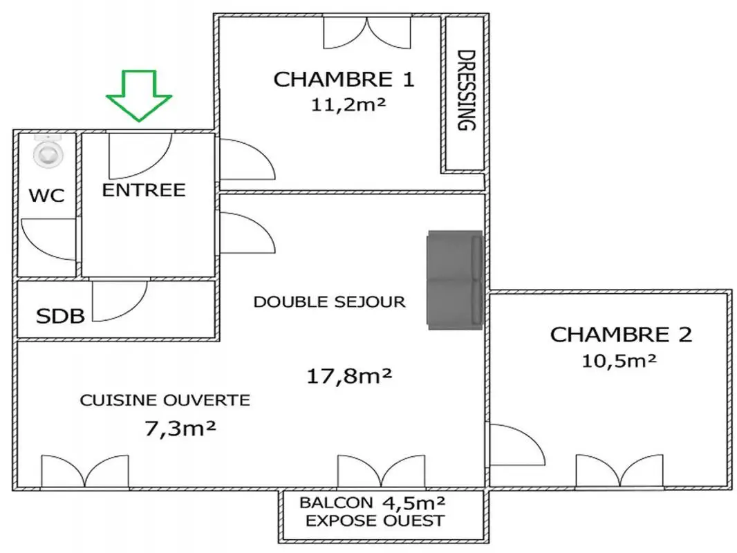 Vente appartement 3 pièces 60 m2