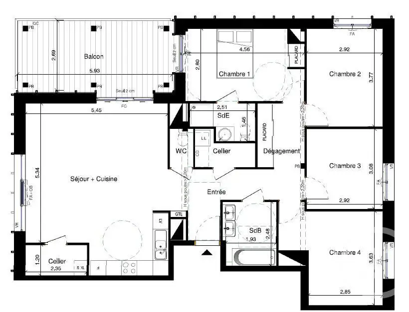 Vente appartement 5 pièces 105,51 m2