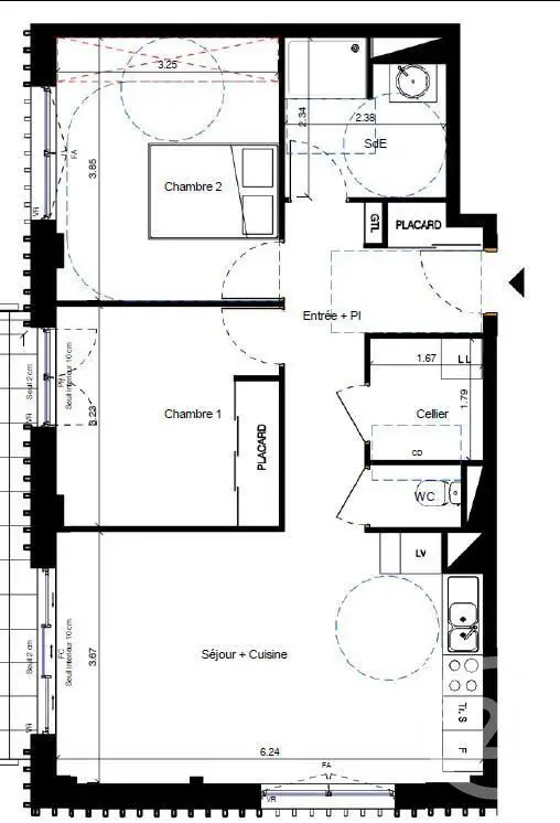 Vente appartement 3 pièces 63,26 m2