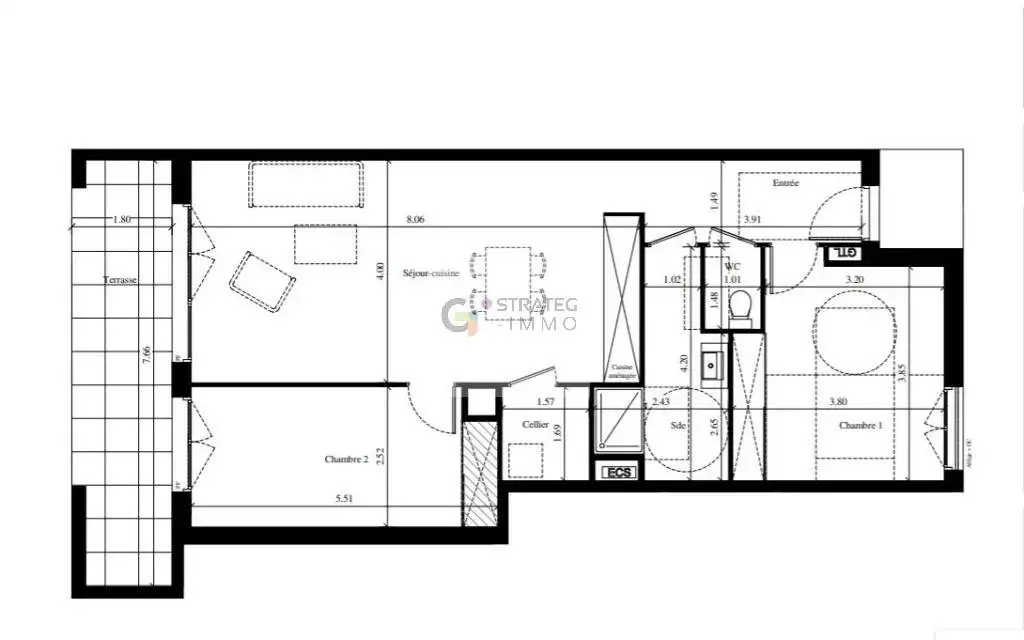 Vente appartement 3 pièces 76,75 m2