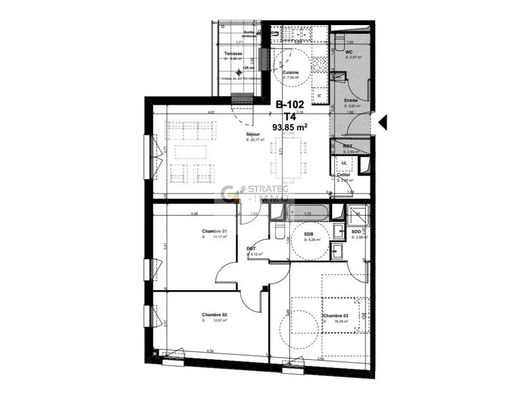 Vente appartement 4 pièces 93,85 m2
