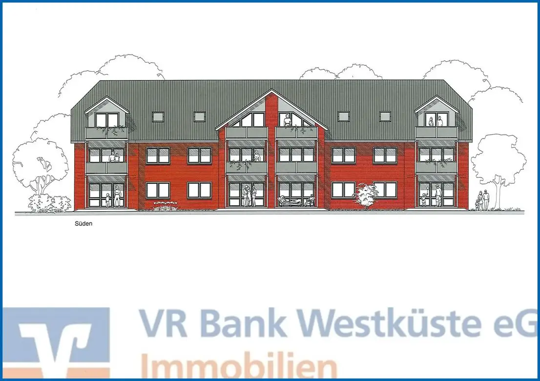 Südansicht  -- Bauvorhaben "Viöl-Mitte"- Neubau von insgesamt 24 Wohn- und Gewerbeeinheiten