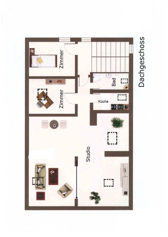 Raumaufteilung -- Attraktive 3-Zimmer-Dachgeschosswohnung zur Miete in Asbach