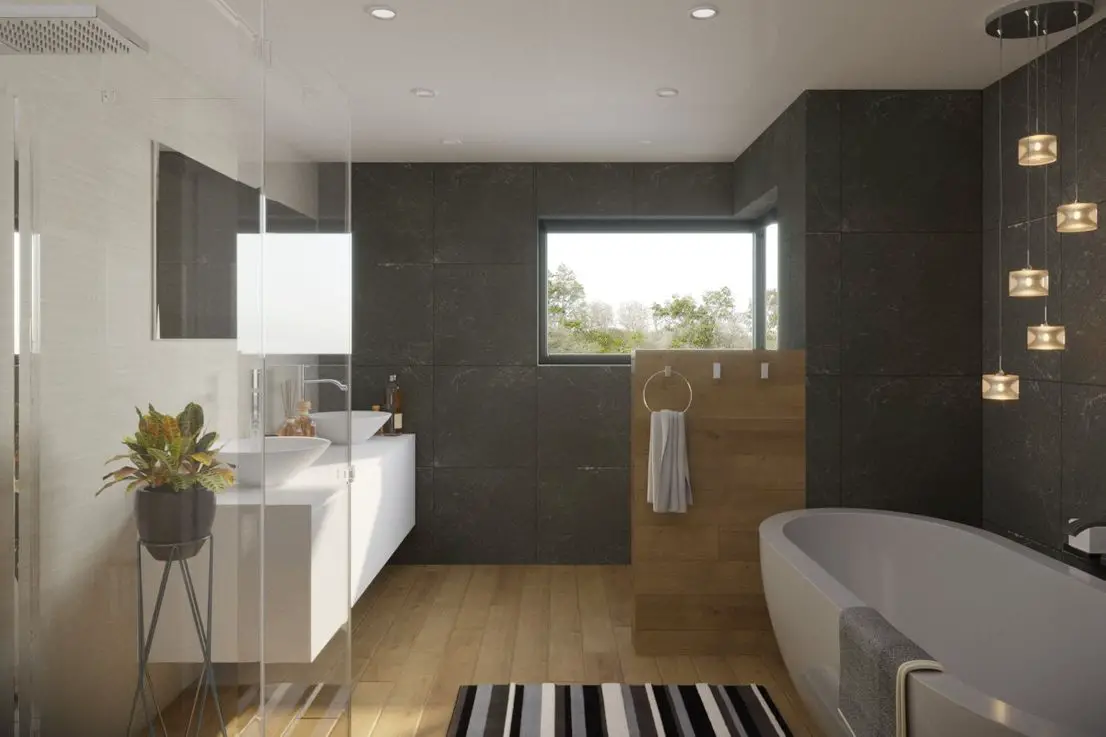 Badezimmer mit tollem Eckfe... -- Exclusives Einfamilienhaus mit großzügigen Grundstück