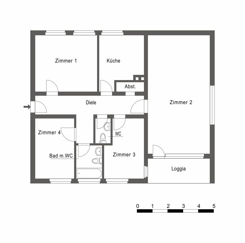 Grundriss -- Modernisierte Wohnung in gepflegtem Mehrfamilienhaus