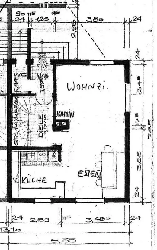 VM-1408 Grundriss EG -- Doppelhaushälfte mit Garage und Garten in schöner ruhiger Feldrandlage