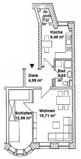 Grundriss -- Schöne Wohnung in ruhiger Lage - grüner Innenhof mit Streuobstwiese
