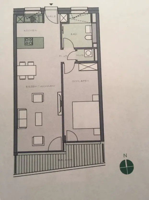 Grundriss -- Erstbezug mit Einbauküche und Balkon: exklusive, geräumige 2-Zimmer-Wohnung in Kreuzberg, Berlin