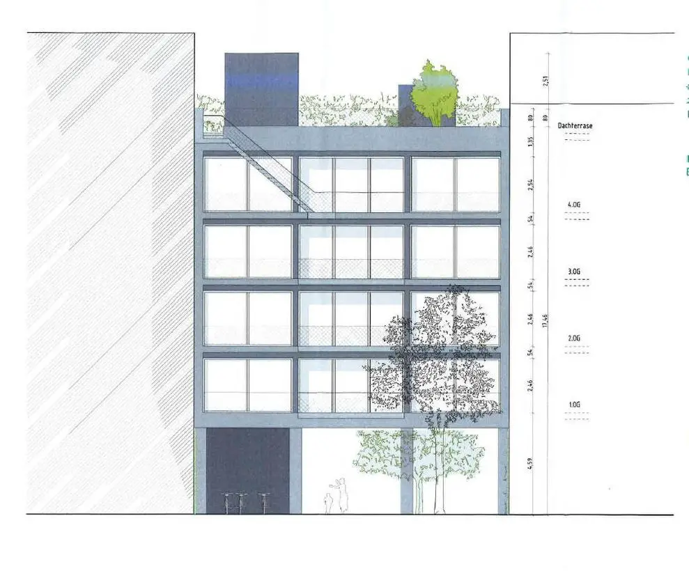 Ansicht -- Bauhaus-Style - MFH m. 4 Wohnungen, Süd-Balkonen & Aufdach-Terrasse - Lift in die Einheiten